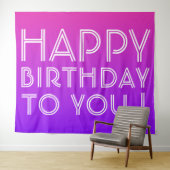 Elke naam Editable Happy Birthday roze Paarse Ombr Wandkleed (In Situ (horizontaal))