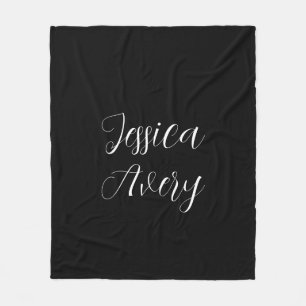 Elke naam Elegante bewerkbare witte script op zw Fleece Deken