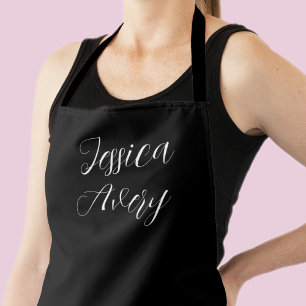 Elke naam Elegante bewerkbare witte script op zw Schort