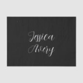 Elke naam | Elegante bewerkbare witte script op zw Tissuepapier (Voorkant)