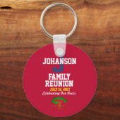 Elke naam en datum Familie Reunion Red Souvenir Sleutelhanger (Voorkant)