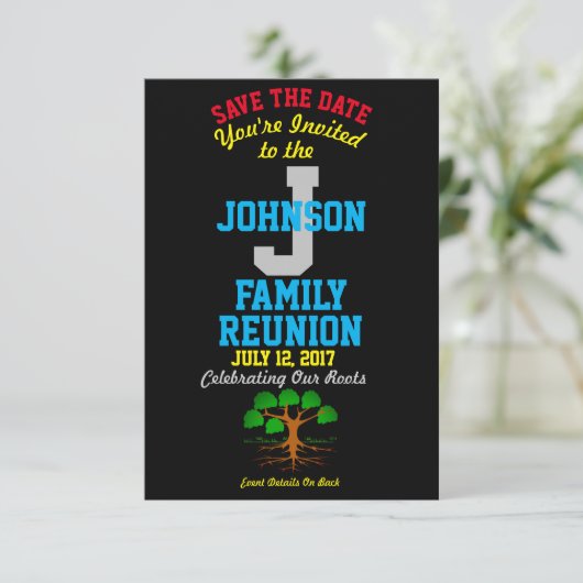 Elke naam Familie Reünie Evenement op elke datum Save The Date (Staand voorkant)