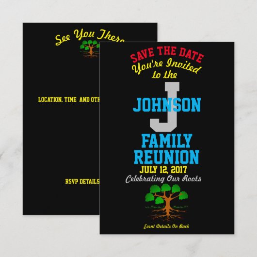 Elke naam Familie Reünie Evenement op elke datum Save The Date (Voorkant / Achterkant)