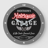 Elke naam Faux Neon Garage sinds datum grijs zwart Grote Klok (Voorkant)
