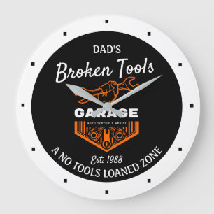 Elke naam Fungerend Broken Tools Garage Date Black Grote Klok