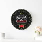 Elke naam Garage Car Graphic Fun Slogan Black Grote Klok (Huis)