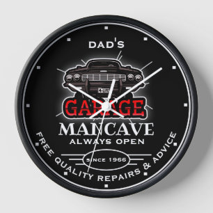 Elke naam Garage Mancave Rood Zwart Slogan