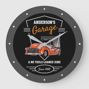 Elke naam Garage Slogan Crest  Chevy Pickup Grote Klok