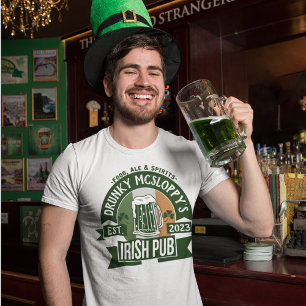 Elke naam Irish Pub   Funny St Patrick's Day Custo T-shirt