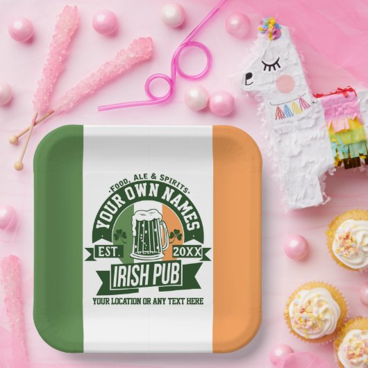 Elke naam Irish Pub Personalized Saint Patricks Da Papieren Bordje (Feest)