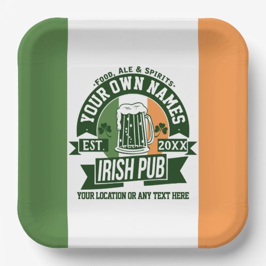 Elke naam Irish Pub Personalized Saint Patricks Da Papieren Bordje (Voorkant)