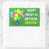 Elke naam & kleur Happy Sweet 16 Verjaardag Sticke Rechthoekige Sticker (Tas)
