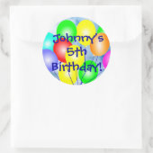 Elke naam & leeftijd Kleurrijke Verjaardagsballonn Ronde Sticker (Tas)