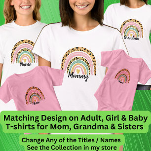 Elke naam mama oma oma Boho Rainbow Matching T-shirt