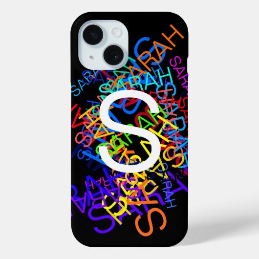 Elke naam & Monogram Heldere kleuren & zwart Case-Mate iPhone Case (Achterkant)