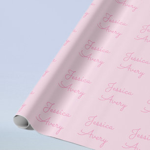 Elke Naam Mooie Roze Cursief Cadeaupapier