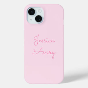 Elke Naam Mooie Roze Cursief iPhone 15 Case