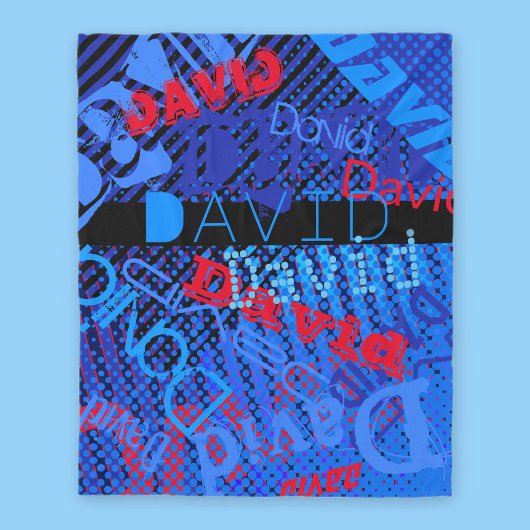  elke naam of woord | Blauw Zwart & Rood Fleece Deken