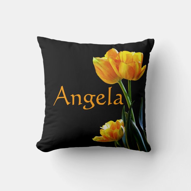 Elke naam op een mooie Tulp Flowers Pillow Kussen (Voorkant)