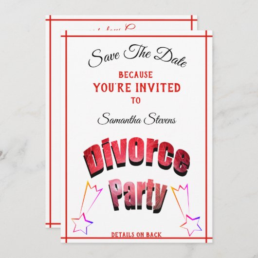 Elke naam op elke datum en locatie scheiden - save the date (Voorkant / Achterkant)