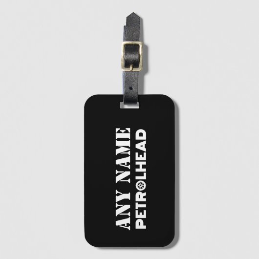 Elke naam op maat van Petrolhead Bagagelabel (Voorkant (verticaal))