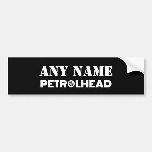 Elke naam op maat van Petrolhead Bumpersticker (Voorkant)