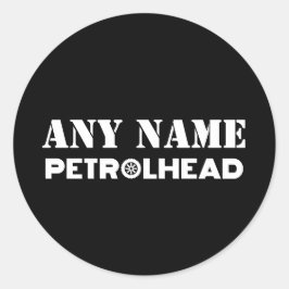 Elke naam op maat van Petrolhead Ronde Sticker