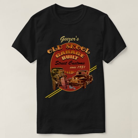 Elke naam Oude Skool Garage Build Street Customs - T-shirt (Design voorkant)