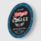 Elke naam Red Faux Neon Garage Datum Blauw Grote Klok (Hoek)