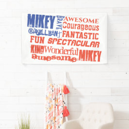 Elke naam rood wit en blauw Amerikaanse vlag Spandoek