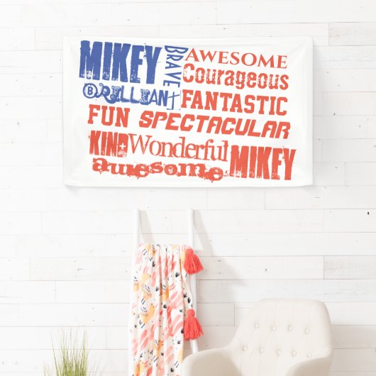 Elke naam rood wit en blauw Amerikaanse vlag Spandoek (Insitu)