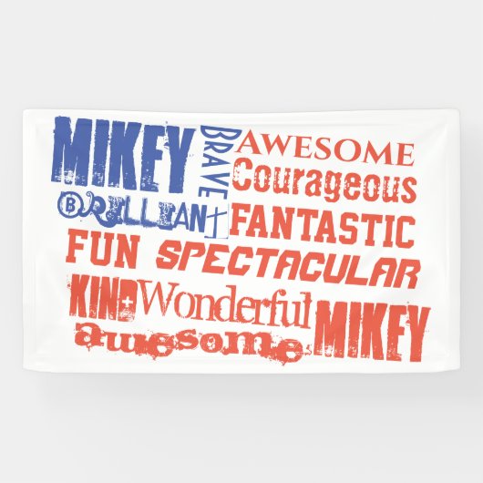 Elke naam rood wit en blauw Amerikaanse vlag Spandoek (Horizontaal)