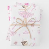 Elke naam  Roze & Wit Ballerina Inpakpapier Vel (In situ)