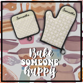 Elke naam Schattige Floral Daisy Pattern Ovenwant & Pannenlap Set