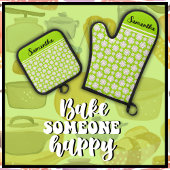 Elke naam Schattige Floral Daisy Pattern Ovenwant & Pannenlap Set