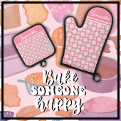 Elke naam Schattige Floral Daisy Pattern Ovenwant & Pannenlap Set