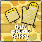 Elke naam Schattige Floral Daisy Pattern Ovenwant & Pannenlap Set