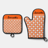 Elke naam Schattige Floral Daisy Pattern Ovenwant & Pannenlap Set (Voorkant)