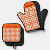 Elke naam Schattige Floral Daisy Pattern Ovenwant & Pannenlap Set (Voorkant / Achterkant)