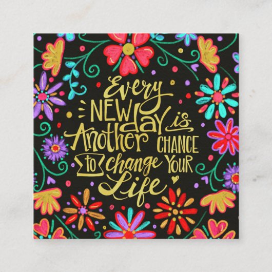 "Elke nieuwe dag"-inspiratiekaarten Vierkante Visitekaartje (Voorkant)