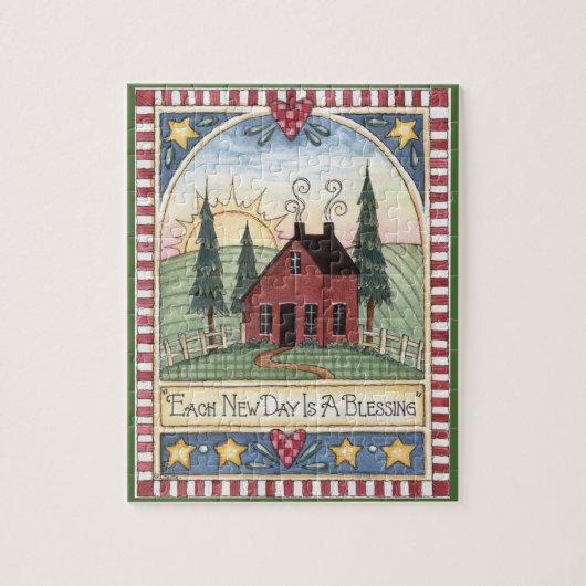 Elke nieuwe dag is een bloeiende Folkart-puzzel Legpuzzel (Verticaal)