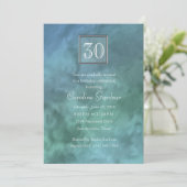 Elke Nummer Blauwe Aqua Marmer Verjaardag Kaart (Staand voorkant)