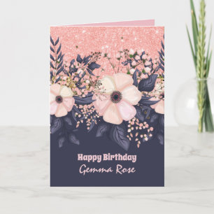 ELKE OCCASION Girly Rosegold Pink Glitter Kaart