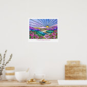 "Elke ochtend is een nieuwe dag" Roze lintje Ekleb Poster (Keuken)