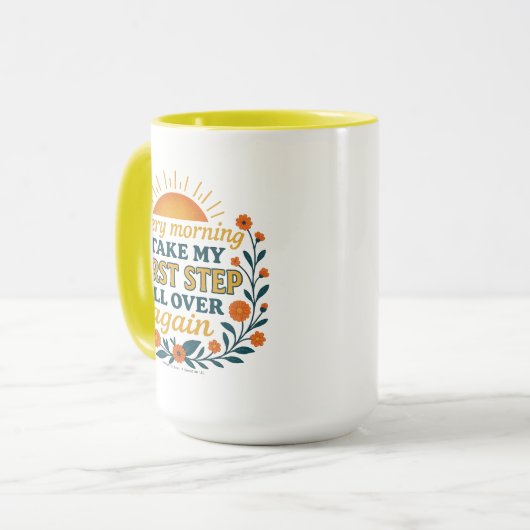 Elke ochtend zet ik mijn eerste stap mok (Voorkant links)