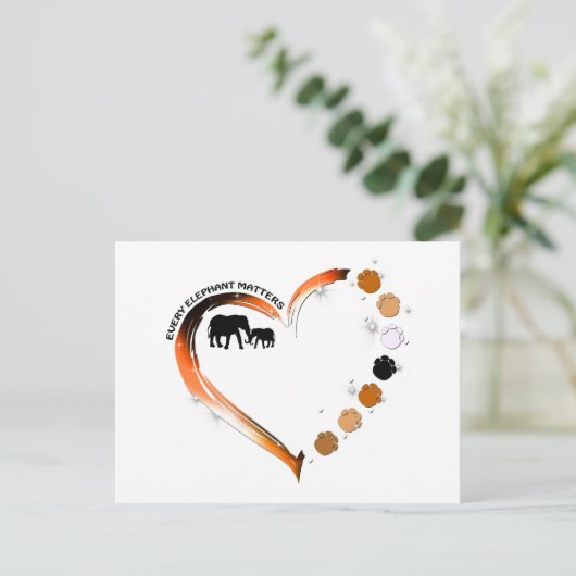 Elke olifant doet ertoe Golden Heart Elephant Paws Briefkaart (Staand voorkant)