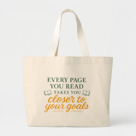 Elke Pagina Die Je Leest | Motiverende Leeszin Grote Tote Bag