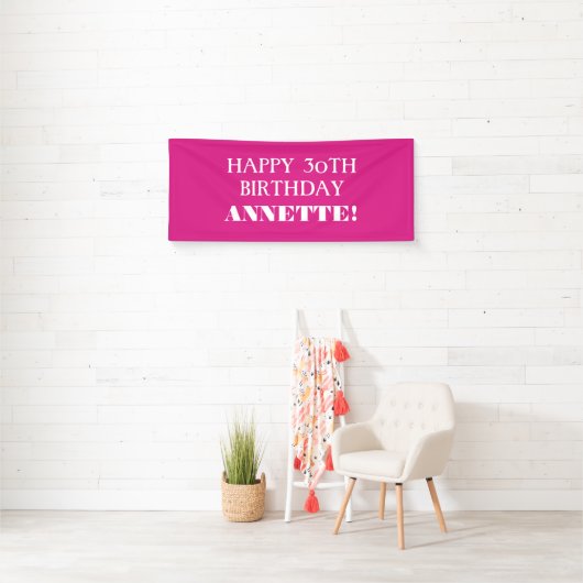 Elke pagina Hot Pink Aangepast Happy Birthday Bann Spandoek (Insitu)
