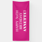Elke pagina Hot Pink Aangepast Happy Birthday Bann Spandoek (Verticaal)