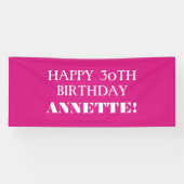 Elke pagina Hot Pink Aangepast Happy Birthday Bann Spandoek (Horizontaal)